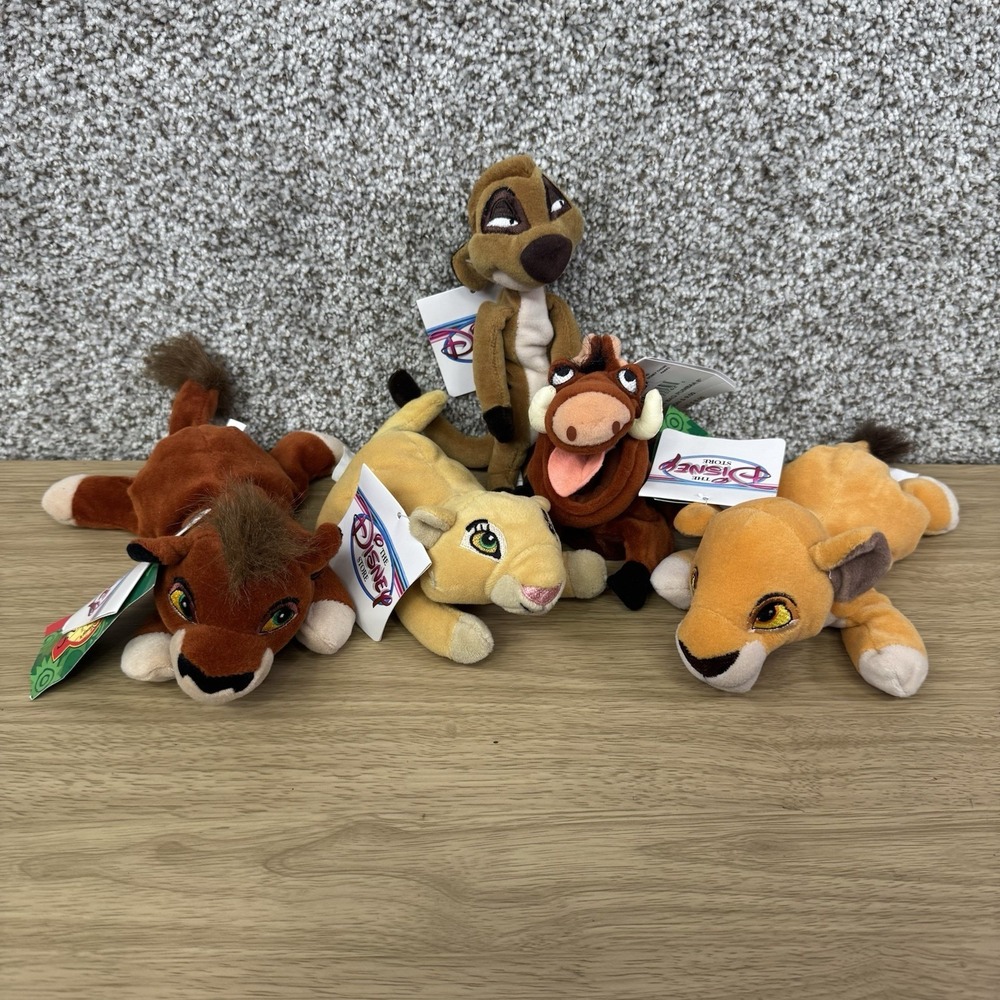 Disney‎ Store Lion King Mini Bean Bag Plush Set Of 5 Kiara Kovu Timon Pumba Nala